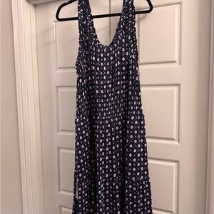 Navy and Lavender Floral Sleeveless Dress